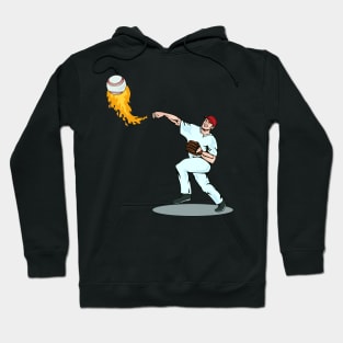 On Fire Baseball Pitcher Hoodie